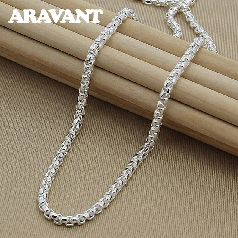 925 Silver Box Chain Necklace For Men Jewelry