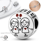 925 Silver Boy Girl Sisters Couples Dangle Charms for Bracelet DIY