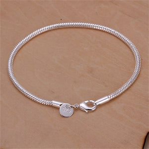 925 Silver 3mm Snake Chain Bracelet 8 Inch