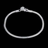 925 Silver 3mm Snake Chain Bracelet 8 Inch