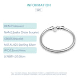 925 Silver Bracelet Bangle For Women 3mm 4mm Snake Bone Bracelets Jewelry
