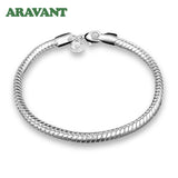 925 Silver Bracelet Bangle For Women 3mm 4mm Snake Bone Bracelets Jewelry