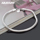 925 Silver Bracelet Bangle For Women 3mm 4mm Snake Bone Bracelets Jewelry