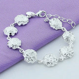 925 Silver Bracelet Full Rose Flower Bracelet for Women Wedding Party Gift