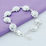 925 Silver Bracelet Full Rose Flower Bracelet for Women Wedding Party Gift