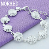 925 Silver Bracelet Full Rose Flower Bracelet for Women Wedding Party Gift