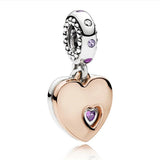 925 Silver Bracelet Love Pendant Snake Bone Set