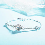 925 Silver Bracelet Zircon Crystal Love Projection Photo Bracelet