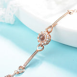 925 Silver Bracelet Zircon Crystal Love Projection Photo Bracelet