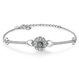 925 Silver Bracelet Zircon Crystal Love Projection Photo Bracelet
