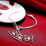 925 Silver Butterfly Snake Chain Bracelet Wedding Party Charm Jewelry