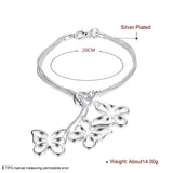 925 Silver Butterfly Snake Chain Bracelet Wedding Party Charm Jewelry