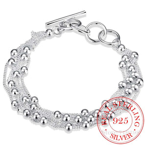925 Silver Bracelet for Women with Tassel Beads