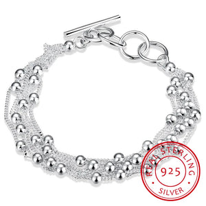 925 Silver Bracelet for Women with Tassels Beads