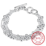 925 Silver Bracelet for Women with Tassels Beads