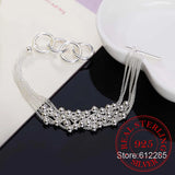 925 Silver Bracelet for Women Six Tassels Beads Bracelet OL Female Gift