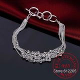 925 Silver Bracelet for Women Six Tassels Beads Bracelet OL Female Gift