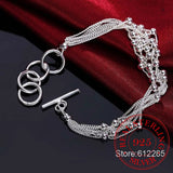 925 Silver Bracelet for Women Six Tassels Beads Bracelet OL Female Gift