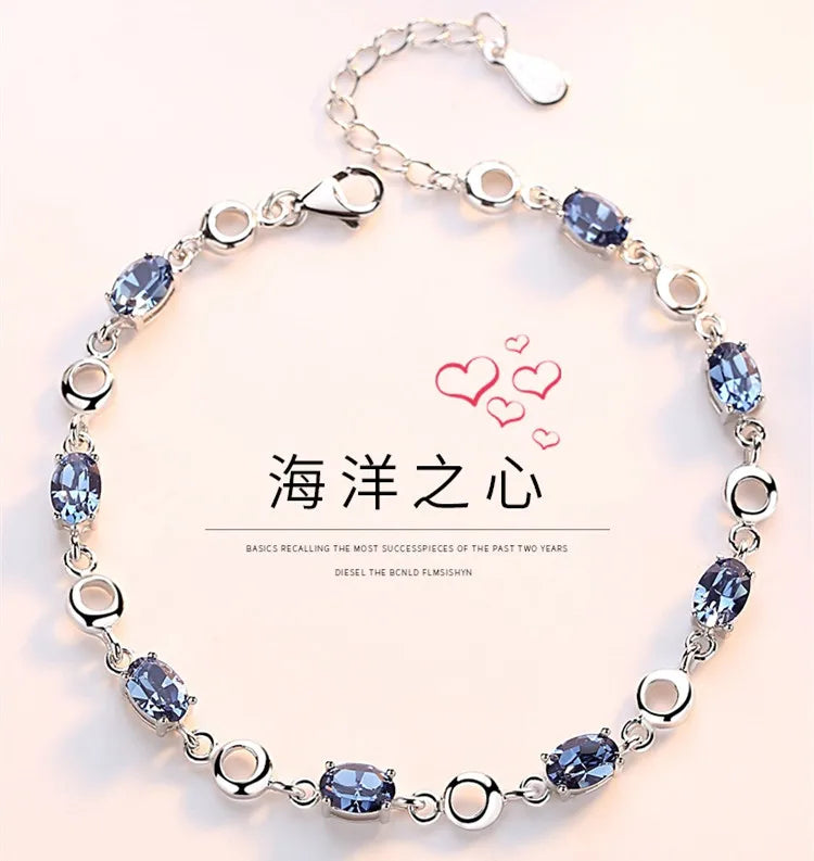 925 Silver Bracelet with Sea Diamond for Women Chain 16 + 3 Cm