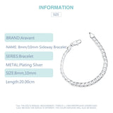 925 Silver Flat Link Chain Bracelet Wedding Jewelry