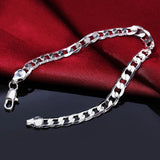 925 Silver Flat Link Chain Bracelet Wedding Jewelry