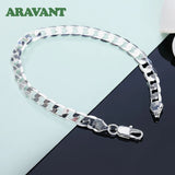 925 Silver Flat Link Chain Bracelet Wedding Jewelry