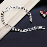 925 Silver Flat Link Chain Bracelet Wedding Jewelry