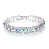 925 Silver Bracelets Zircon Charm Bangles Bracelets Green for Women