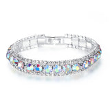 925 Silver Bracelets Zircon Charm Bangles Bracelets Green for Women