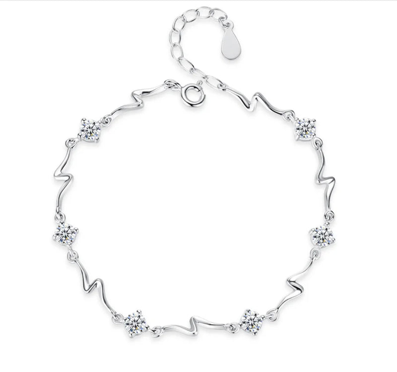 925 Silver Zircon Bangle Bracelet for Women