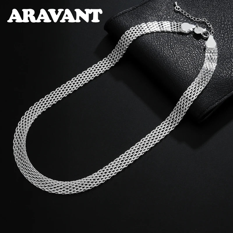 925 Silver Braided Chain Necklace Men Women Jewelry