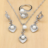925 Silver Pearl Zircon Wedding Jewelry Set