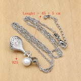 925 Silver Pearl Zircon Wedding Jewelry Set