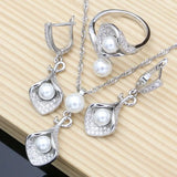 925 Silver Pearl Zircon Wedding Jewelry Set
