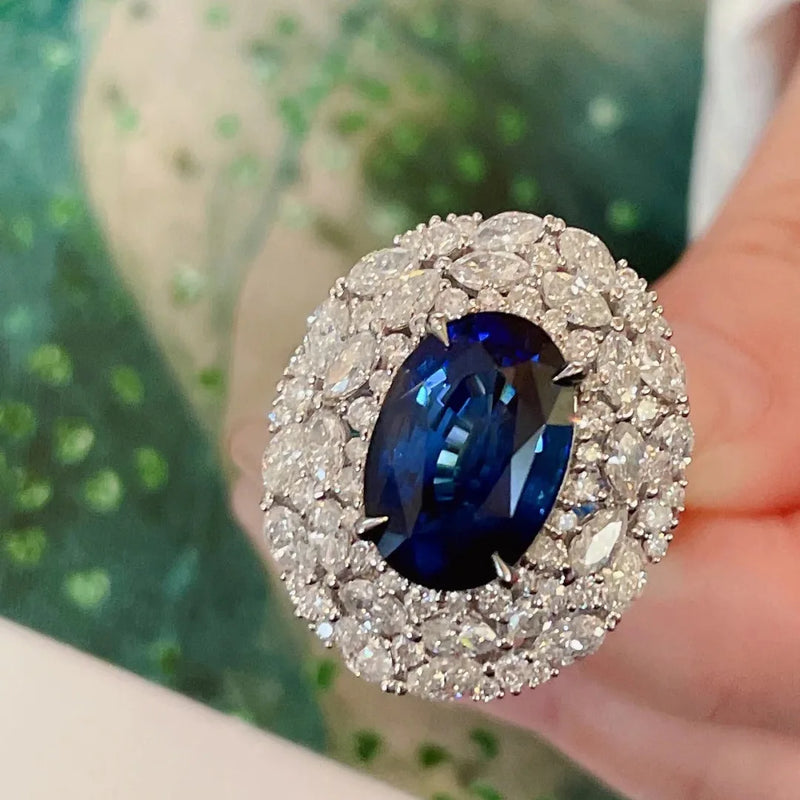 925 Silver Colorful Sapphire Adjustable Ring for Women