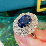 925 Silver Colorful Sapphire Adjustable Ring for Women