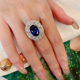 925 Silver Colorful Sapphire Adjustable Ring for Women