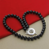 925 Silver Agate Beaded Chain Necklace For Women