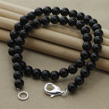 925 Silver Agate Beaded Chain Necklace For Women