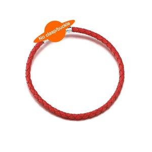 925 Silver Buckle Single Red Green Moment Leather Bracelet