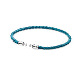 925 Silver Buckle Red Green Leather Bracelet for Women Men
