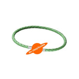 925 Silver Buckle Single Red Green Moment Leather Bracelet