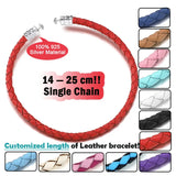 925 Silver Buckle Single Red Green Moment Leather Bracelet
