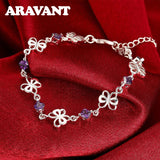 925 Silver Butterfly Bracelet Chains For Women Jewelry
