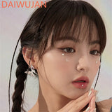 925 Silver Butterfly Earrings Purple Square Diamond Exaggerated Women's Earrings