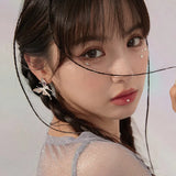 925 Silver Butterfly Earrings Purple Square Diamond Exaggerated Women's Earrings