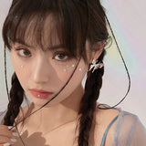 925 Silver Butterfly Earrings Purple Square Diamond Exaggerated Women's Earrings