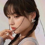 925 Silver Butterfly Earrings Purple Square Diamond Exaggerated Women's Earrings