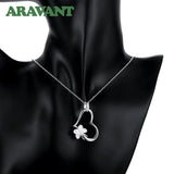 925 Silver Butterfly Heart Pendant Necklace for Women