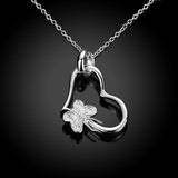 925 Silver Butterfly Heart Pendant Necklace for Women